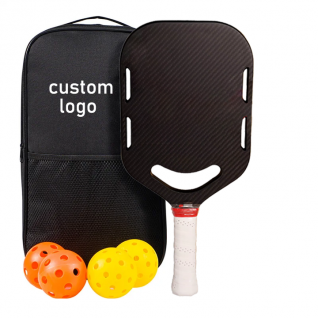 2025 New Design 3K Carbon Fiber Textured Surface Air Throat Custom Logo White Handle Kinetic Pickleball Paddle
