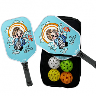 Raw Carbon Thermo Formed Pickleball Paddle Carbon Fiber Friction Surface Sweet Spot Blue Pickleball Durable Paddle