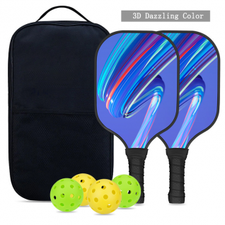 Fiberglass Pickleball Racquet PP Honeycomb Core Blue Line Pattern Training Paddle Fiberglass Rackets