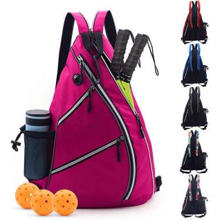 Custom Pickleball Bag, Sport Pickleball Sling Bag for Women Man, Adjustable Pickleball Backpack with Fence Hook ,Fits 4 Paddles