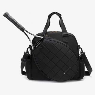 Large Capacity Men's and Women's Crossbody Badminton Tennis Racket Bag PU Shoulder Bag with Foldable Feature External Frame