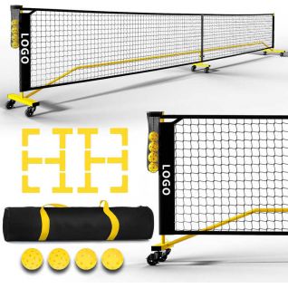 22FT Regulation Size Portable Pickleball Net with Wheels Court Markers Ball Holder Carry Bag 4 Pickleballs