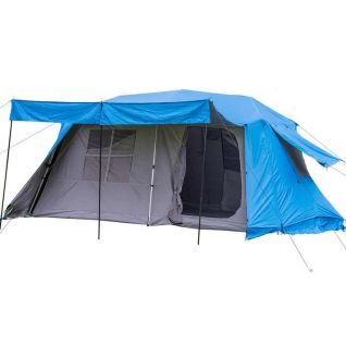 Double Layer Waterproof Portable Glamping Tent with 2 Doors and 2 Rooms for Large Families 6m Camping Area Outdoor Usage