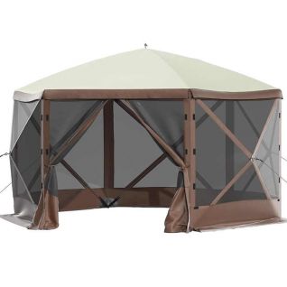 Pop-Up Gazebo Screen Tent with Mesh , Ground Stakes, Large Shade Tents for Outdoor Camping, Lawn and Backyard