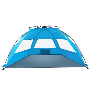 2-4 Person Automatic UV Resistant Portable Pop-up Beach Sun Shade Tent with Umbrella for Families
