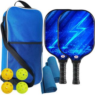 USAPA Approved Pickleball Paddle Lightweight Pickleball Paddles Set Strong Fiberglass Face + Polypropylene Honeycomb Core