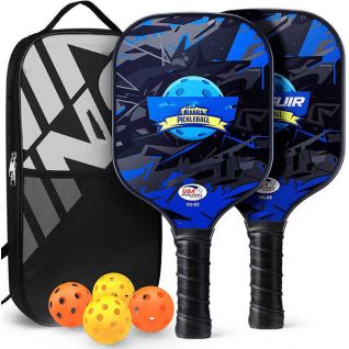Pickleball Paddles-USAPA Approved Fiberglass Pickleball Set Rackets and 4 Pickle Balls, Lightweight Pickleball Racquet