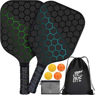 Pickleball Paddles Set with 4 Balls, Bag, Ball Retriever Lightweight Adults, Kids, Gift for Women Men