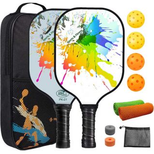 Pickleball Paddles Set USAPA Approved, Lightweight Pickleball Rackets, Fiberglass Pickleball Racquet with Cushion Comfort Grip