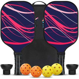 Pickleball Paddles Set Fiberglass Polypropylene Honeycomb Core Pickle Ball Portable Bag 4 Pickleballs Indoor Outdoor