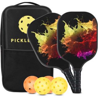 Pickleball Paddles, Fiberglass Surface, Polypropylene Honeycomb Core, Non-Slip Grip, Lightweight Fit All Ages and Skill Levels
