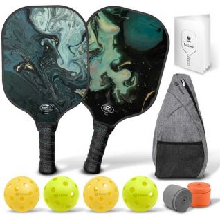 USAPA Approved Pickleball Set, Fiberglass Surface, Premium Polypropylene Honeycomb Core, Non-Slip Grip