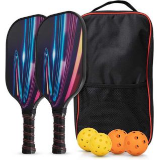 Pickleball Paddle Set Confort Grip Strong and Durable Mediam Rough Fiberglass Light Weight and Balanced