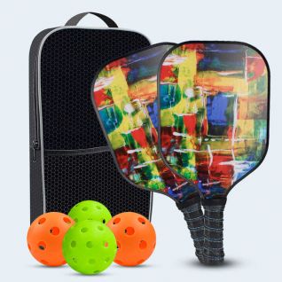 Air Hole PU Handle Sport Pickleball Paddle Rubber Band Fiberglass Pickleball Paddle Set
