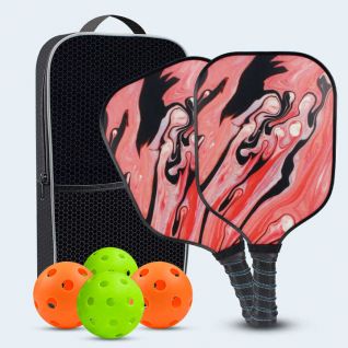 Pickleball Paddles Glass Fiber Pickleball Set of 2 Rackets & 4 Pickle Balls Portable Bag for Competition Indoor Outdoor Sport