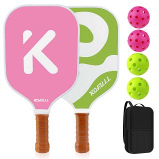 Fiberglass Pickleball Paddle Set with 4 Balls 2 Rackets & Carry Bag 10.5mm Core Thickness