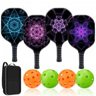 9-ply Basswood Wooden With Extra Edge Guard Pickleball Rackets Set of 4 Balls and 1 Carry Bag Pickleball Paddles Set