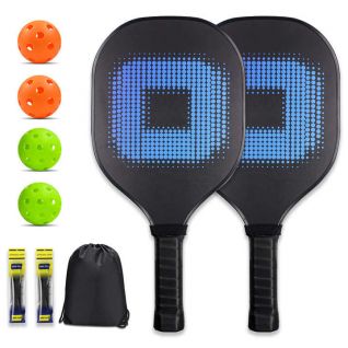 Pickleball Paddle Set of 2 Wooden Surface Pickleball Racket Pickle Ball Racquet Outdoor Pickleball Ball Paddle