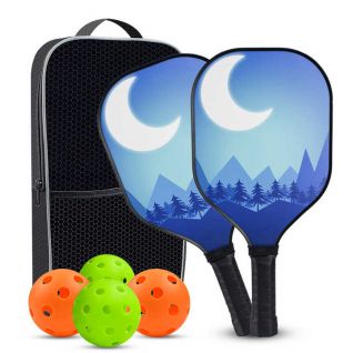 Wood Pickleball Paddle for Outdoor Indoor Sport With Various Patterns Pickleball Balls Paddle