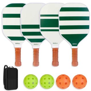 9mm Core Thickness Wood Pickleball Paddle Set 4 Balls & Racket with Carry Bag Quality Wooden Pickleball Accessory
