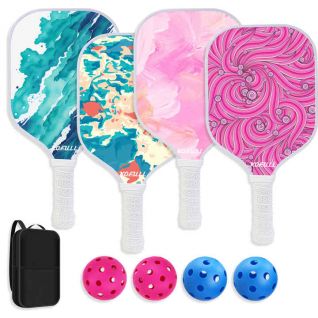 Pickleball Paddles Set of 4 With Carry Bag Wooden Pickleball Paddles Set